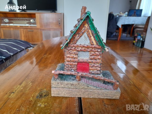 Стара дървена декорация,къщичка, снимка 1 - Антикварни и старинни предмети - 40217889