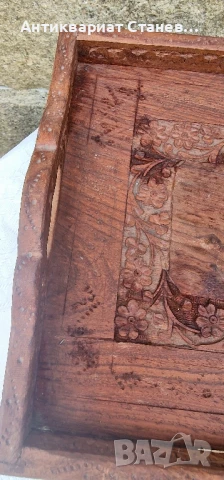 Колекция от  дървени подноса, изработени в Индия, снимка 8 - Антикварни и старинни предмети - 50752152