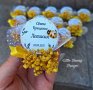 Бурканче с мед подарък за кръщене/сватба - декорирано със сухи цветя и етикет, снимка 2
