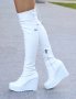 Ботуши на платформа - бяла кожа - 1906, снимка 2