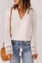 Дамска памучна блуза с дълъг ръкав в бяло, снимка 1 - Блузи с дълъг ръкав и пуловери - 40398730