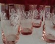 Ретро  чаши розово стъкло и златен кант , снимка 5