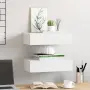vidaXL Стенни рафтове с чекмеджета, 2 бр, бели, 40x23,5x10 см, МДФ, снимка 3