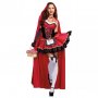 Halloween costume -  Червената шапчица  Рокля, ръкавици, наметало, чанта тип бонбон Размер  С/М  90 , снимка 1 - Комплекти - 38240243