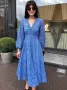 синя дантелена рокля с долна рокля, снимка 1