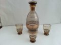Ретро стъклени чаши и гарафа цветно стъкло , снимка 1