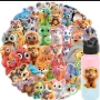 50 бр животни пъстри цветове самозалепващи лепенки стикери украса картонена торта, снимка 3