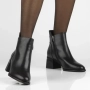Дамски черни боти до глезена от естествена кожа с циркони Jean, снимка 1