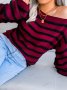 Дамски свободен пуловер с права яка и отворени рамена, 3цвята - 023, снимка 12