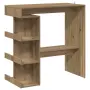 vidaXL Бар маса с рафтове, дъб артизан, 100x48x101,5 см, снимка 1