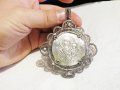 Възрожденска Сребърна икона, амулет, накит, медальон с Богородица, Дева Мария - Панагия 70 мм Сребро, снимка 7