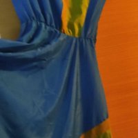 Синя копринена дамска рокля, снимка 3 - Рокли - 42475520