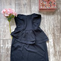 Страхотна пеплум черна еластична официална вечерна къса коктейлна рокля , снимка 18 - Рокли - 35788836