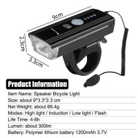 Фар LED фенер за колело светлини сирена звънец велосипед зареждащ USB, снимка 2 - Аксесоари за велосипеди - 30271476