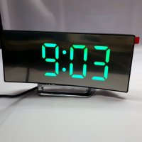 Настолен дигитален огледален часовник с LED цифри, термометър и аларма, снимка 7 - Други - 29413071