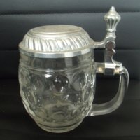 № 7111 стара стъклена халба с метален капак  - ORIGINAL HAKU BIERSEIDEL  , снимка 1 - Други ценни предмети - 42027366