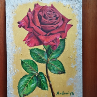 Роза картина маслени бои , снимка 2 - Картини - 44618551