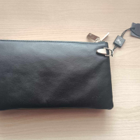 Черна спортно-елегантна чанта-клъч - естествена кожа, снимка 1 - Чанти - 44598433