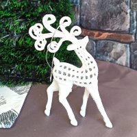 3230 Коледна декорация Бял елен с красиви рога, снимка 4 - Декорация за дома - 38535065