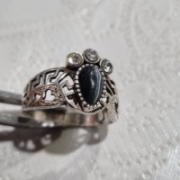 Vintage сребърен пръстен 925 с котешко око , снимка 3 - Пръстени - 44406188