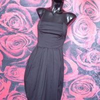 Черна елегантна рокля бюстие под до коляното тип балон С, снимка 4 - Рокли - 36763716