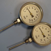 биметален термометър JUMO thermometer ф100mm, 0/+160°C, 0/+200°C, L-85mm, снимка 10 - Резервни части за машини - 35180837