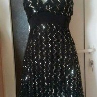 Луксозна черна рокля, на сребристи точки👗🌹 XS,S, S/M👗🌹арт.593, снимка 1 - Рокли - 29598055