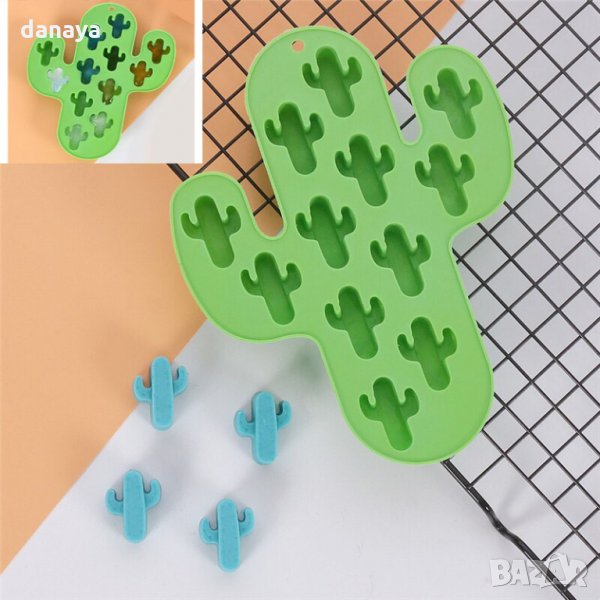 1518 Силиконова форма за лед кактусчета 12 гнезда, снимка 1