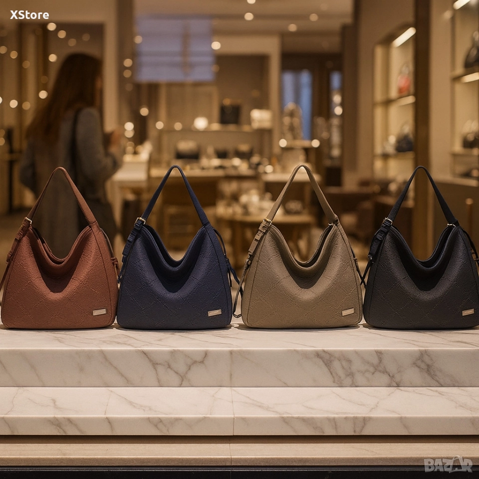 Велурена дамска чанта с декоративни ленти и метални капси – елегантен бохо дизайн, снимка 1