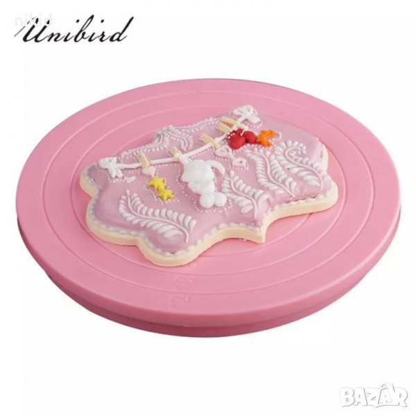 компактна малка въртяща поставка подложка основа за торта плато пластмаса , снимка 1