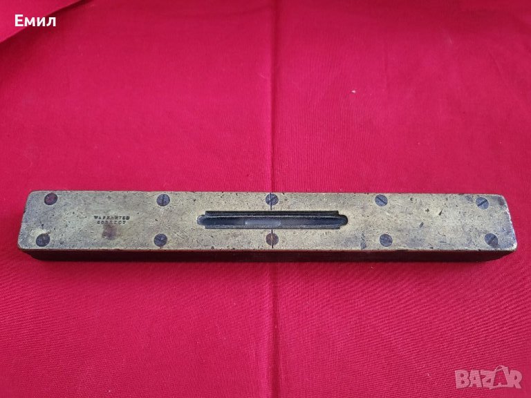 Антикварен нивелир дърво и бронз 1, снимка 1