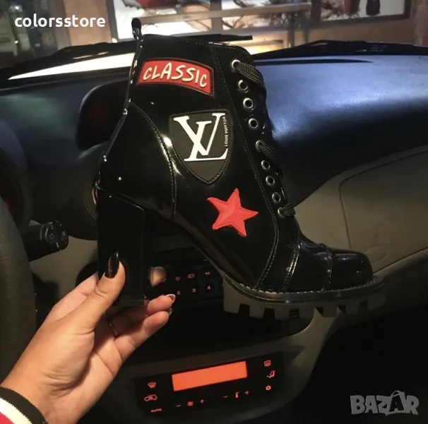 Боти на ток - черен лак - 1319, снимка 1