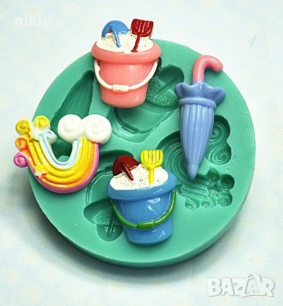 кофичка за плаж чадър  дъга силиконов молд форма фондан декор, снимка 1