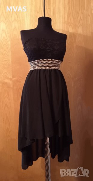 Нова черна воалена рокля S размер, снимка 1