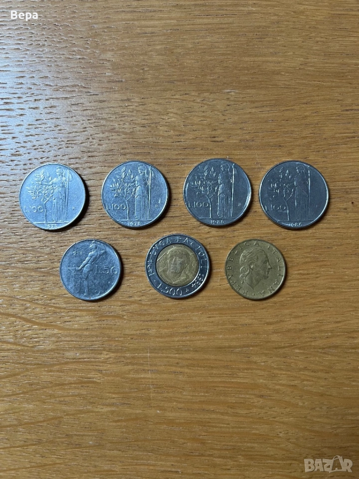 9 монети Италия лири - 50, 100, 200, 500, снимка 1