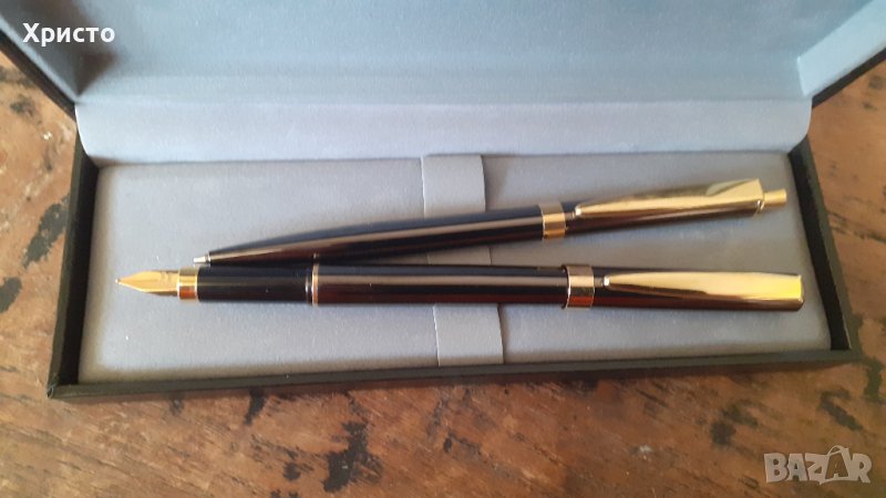 писалка и химикалка комплект метални в черна луксозна кутия , снимка 1