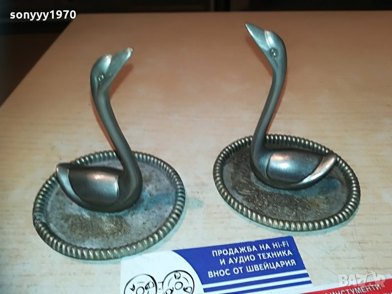 лебеди 2бр-внос франция-10х9х8см, снимка 1