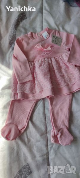 Нов розов комплект блузка с ритайки за момиче, снимка 1