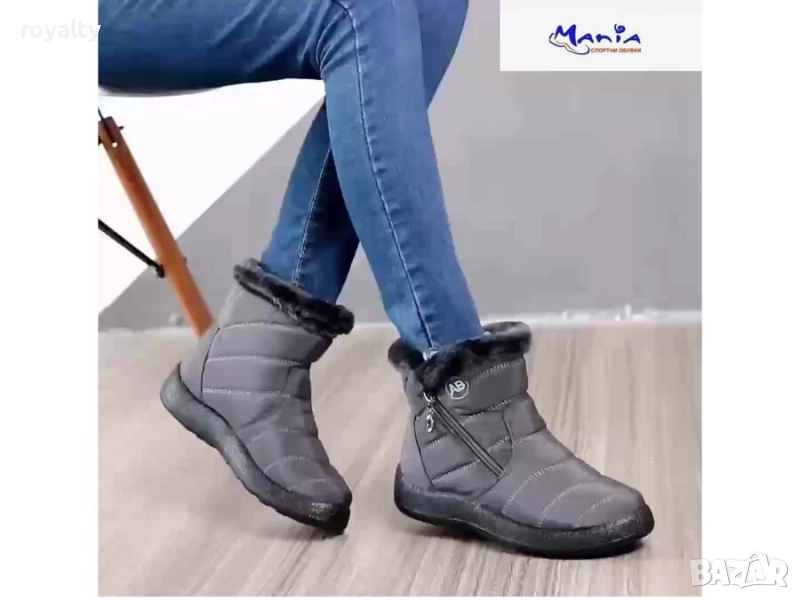 Дамски боти тип апреска в сиво, снимка 1
