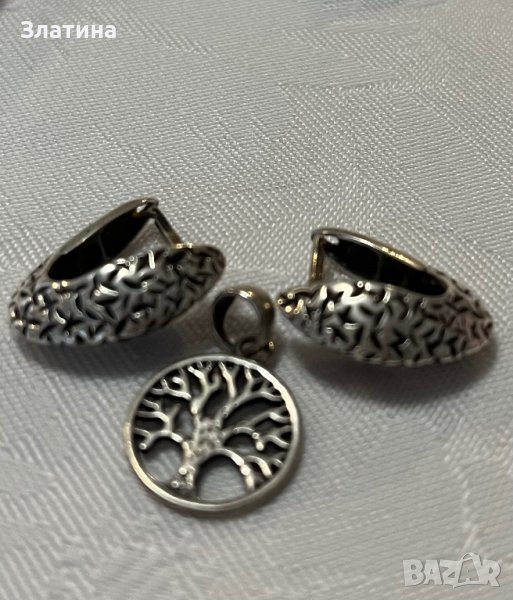 Сребърен сет обеци и аксесоар , снимка 1