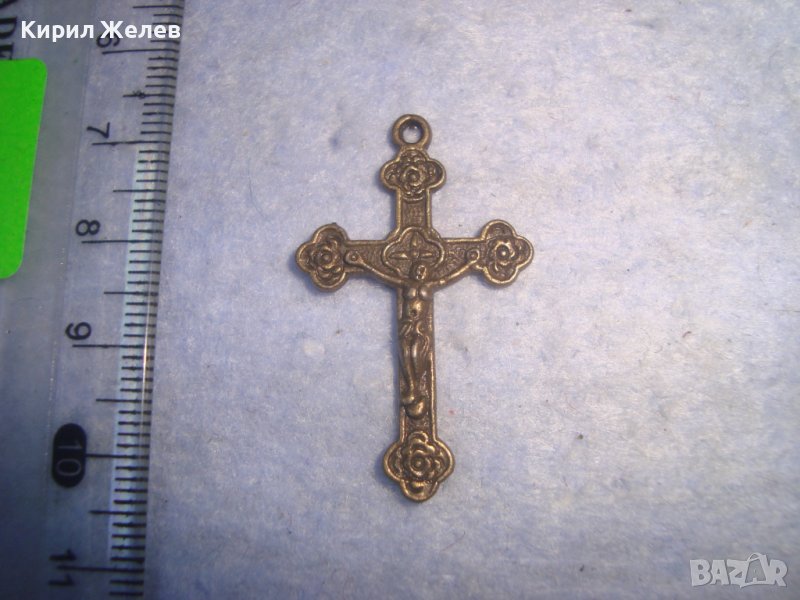 БРОНЗОВО ПРАВОСЛАВНО НАГРЪДНО РАЗПЯТИЕ КРЪСТЧЕ 21391, снимка 1