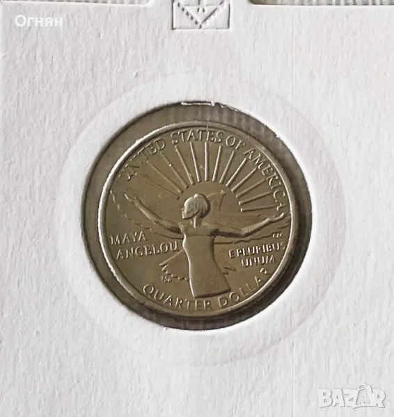 1/4 долар 2022 САЩ НОВА СЕРИЯ Maya Angelou, снимка 1