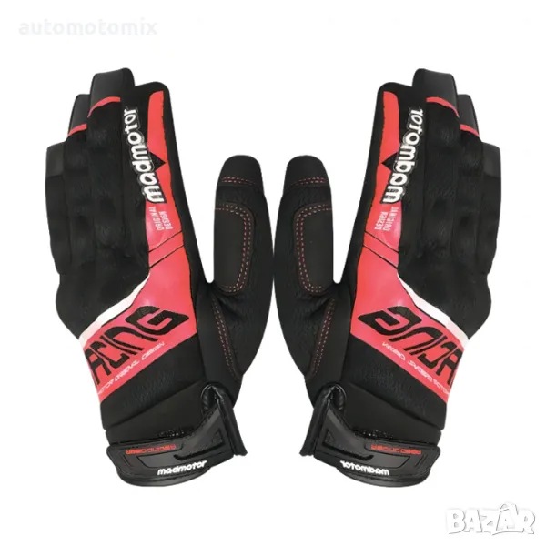 МОТО РЪКАВИЦИ С ПРОТЕКТОРИ, ТЕКСТИЛ, ЧЕРВЕНИ - 721177, снимка 1