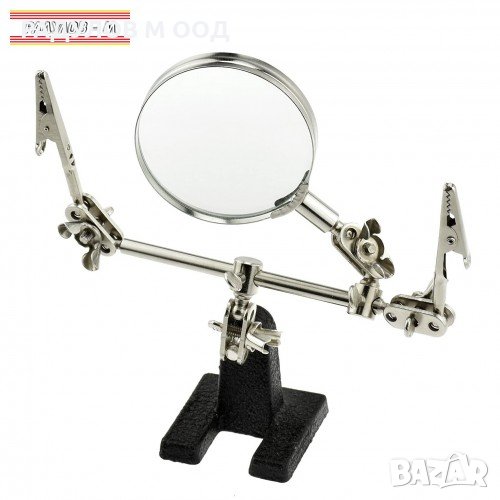 Лупа със стойка и щипки / 5666, снимка 1