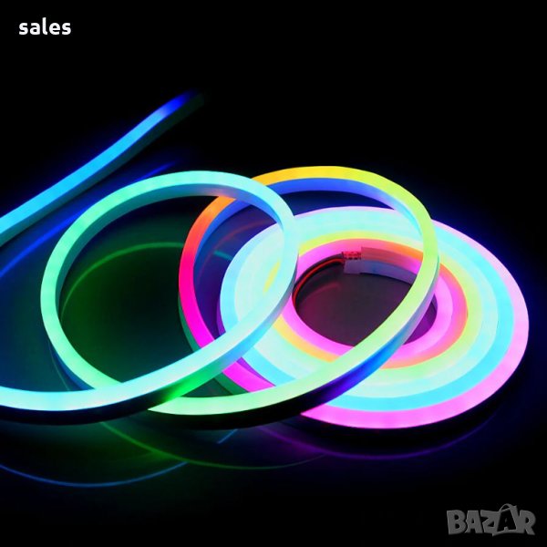 Неонов цветен (RGB) LED, плосък маркуч 5 или 10 метра, снимка 1