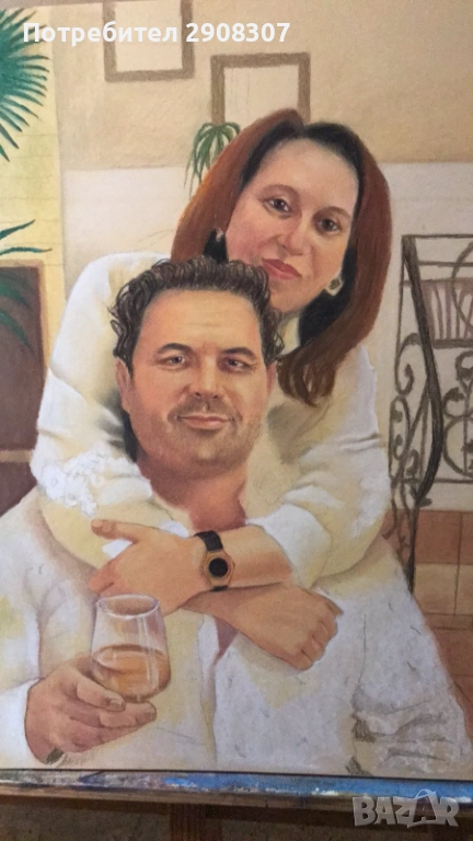 Семеен портрет по снимка коледни подаръци, снимка 1