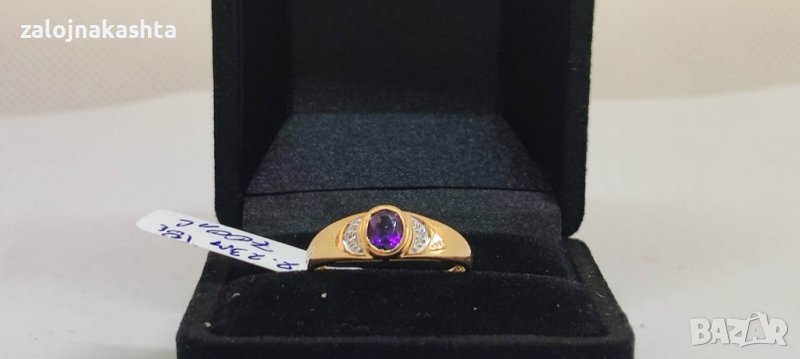 Златен пръстен с естествен Аметист-2,23гр/18кр, снимка 1