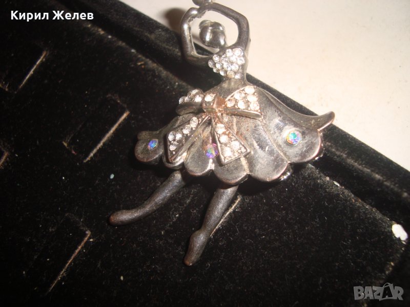 ТЕЖКА РАЗДВИЖЕНА АРТ ВИСУЛКА БАЛЕРИНА ПОСРЕБРЕНА с ЦИРКОНИ 18569, снимка 1