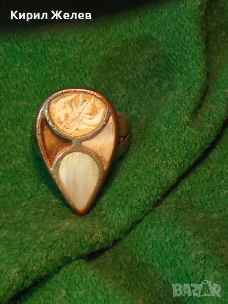 СТАР СРЕБЪРЕН ДАМСКИ ПРЪСТЕН със СЕДЕФ 925 ПРОБА 14993, снимка 1