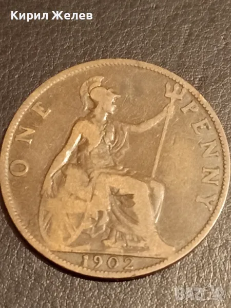 Стара монета 1 пени 1902г. Великобритания Крал Едуард седми 34823, снимка 1
